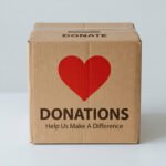 Why charities should invest in print - brown box printed with donations text and heart