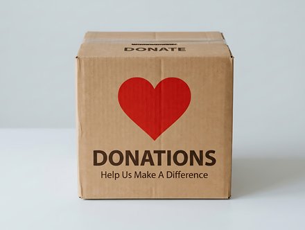 Why charities should invest in print - brown box printed with donations text and heart